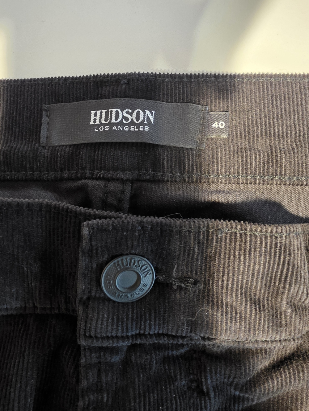 Hudson Blake Slim Straight Corduroy Pants Men's Size 40 Black Stretch
